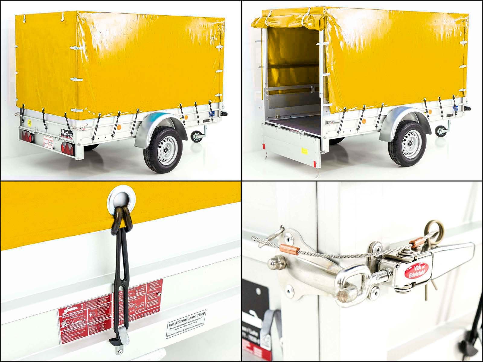 24mitpl-7 Remorque de 750 kg | 125 x 250 cm | avec bâche jaune – Image 1